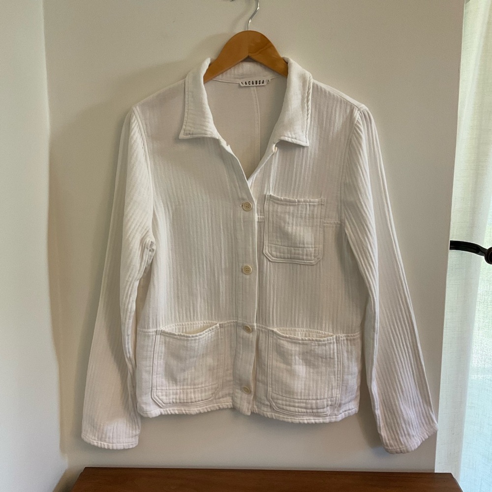 LACAUSA  White Utility Work Jacket, Sz S